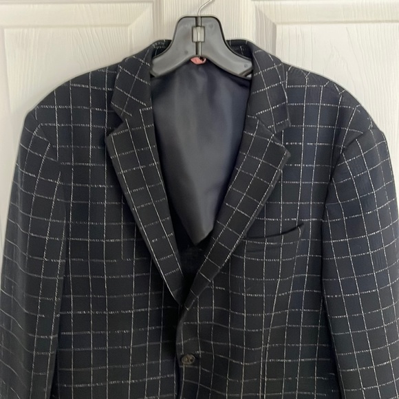 ZARA WINDOWPANE NAVY BLAZER - Picture 4 of 13